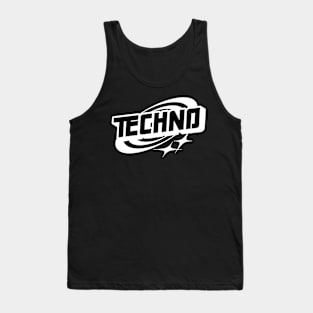 TECHNO  - Rings Y2k Tech (White) Tank Top